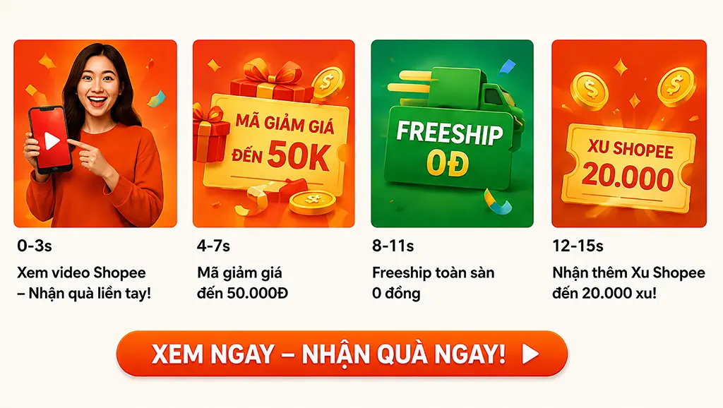 Xem Video Ngắn nhận Ưu Đãi từ Shopee